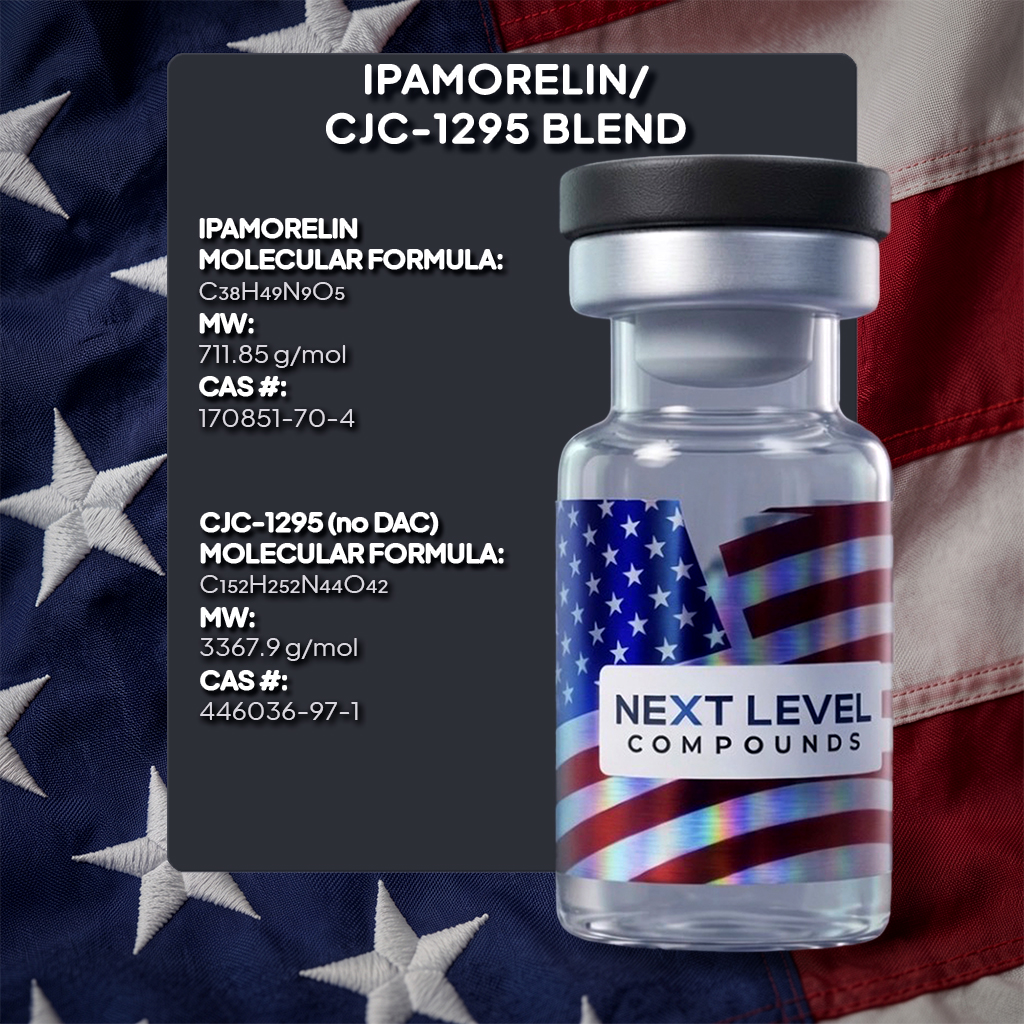 Ipamorelin / CJC-1295 (no DAC) research blend vial, Next Level Compounds